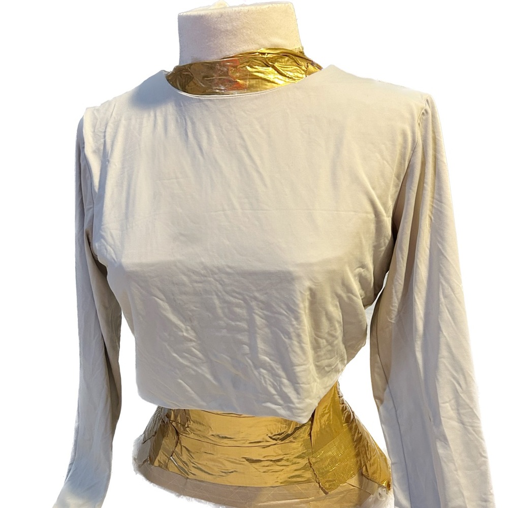 Cream crop top with the material similar to skims